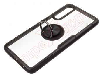 Funda RING transparente y negra con anillo anticaída negro para Huawei P30, ELE-L09